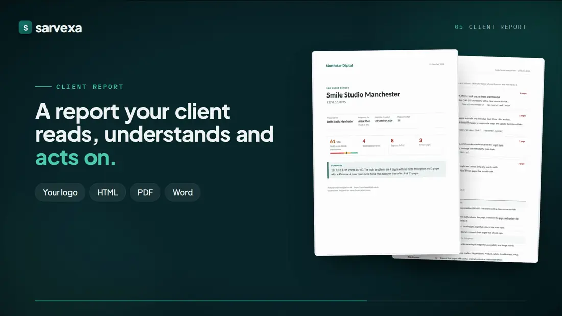 Sarvexa SEO audit tool product video